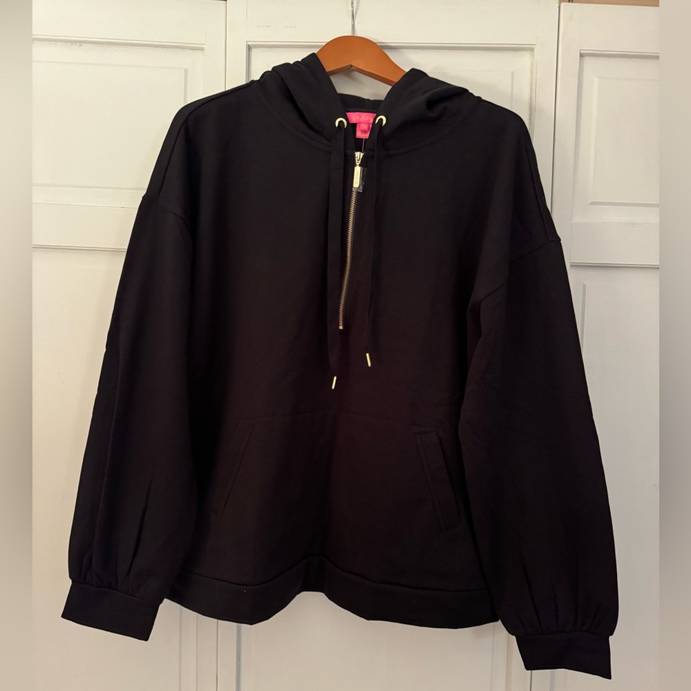 NWT Lilly Pulitzer Black Half Zip Hoodie - Size XL